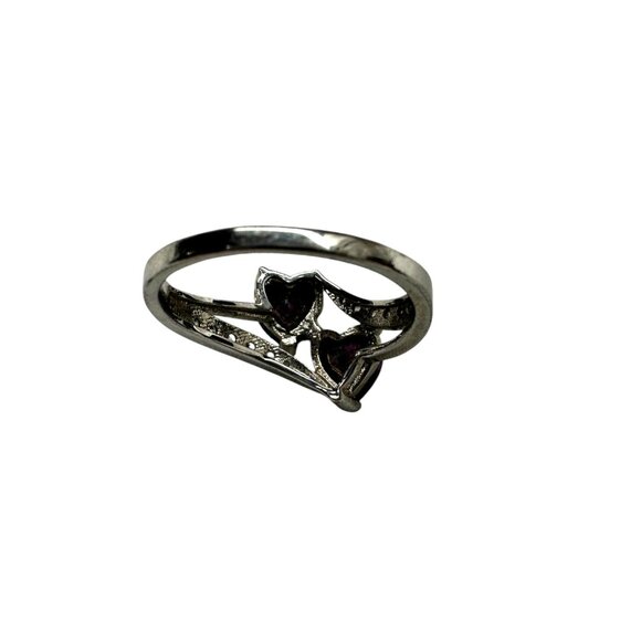 Mystic Topaz Double Heart and Cubic Zirconia Ring - Picture 3 of 6
